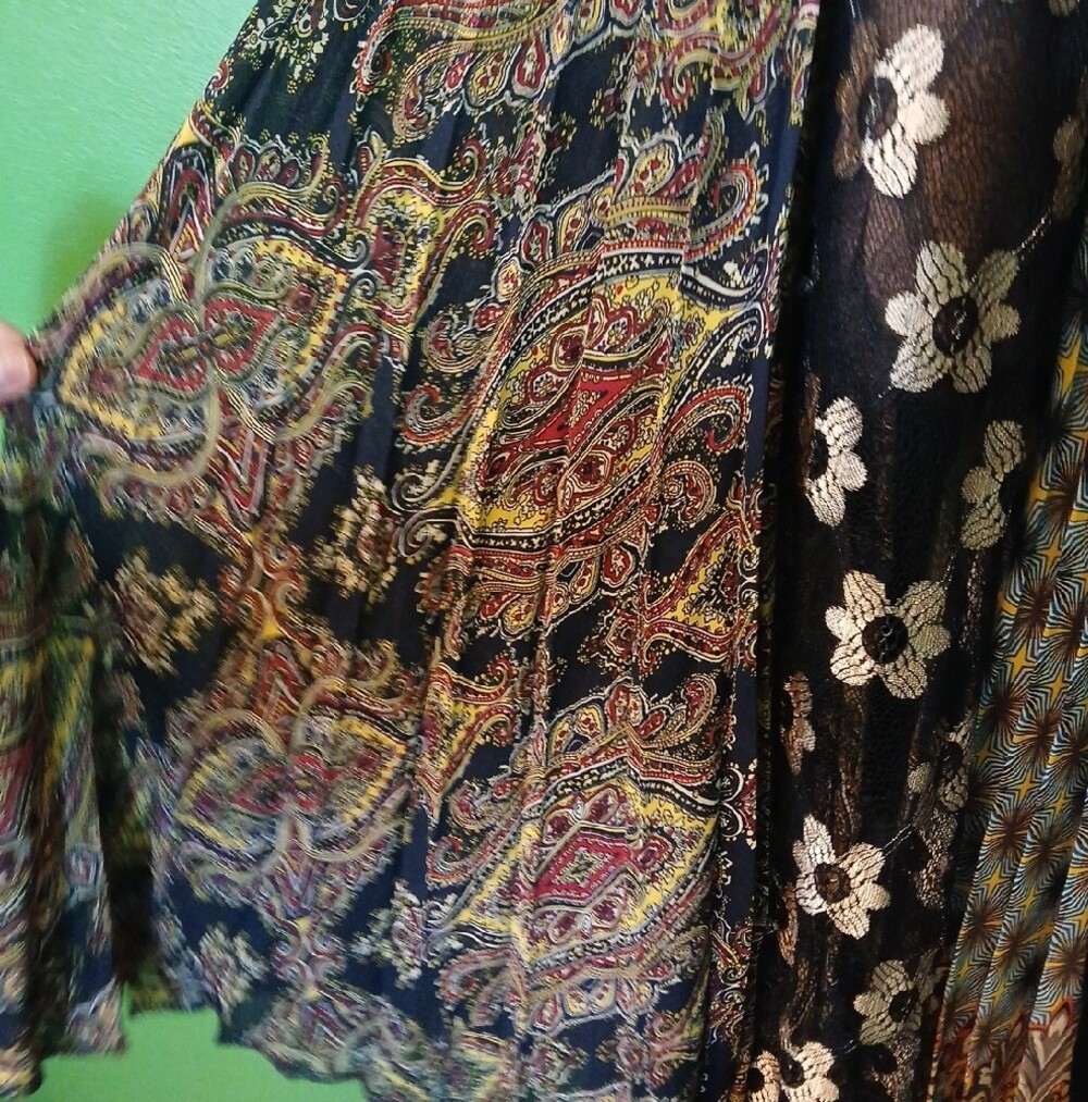 Beguile By Byron Lars Bohemian Multi-Pattern Maxi Skirt - Black & Multicolor - Picture 3 of 12